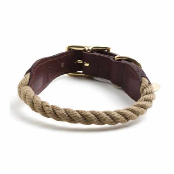 Found Natural Rope & Leather Dog Collar
