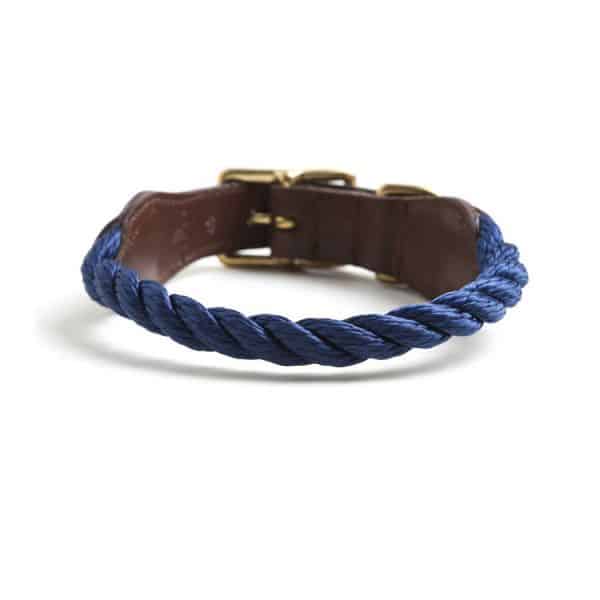 Found Navy Rope & Leather Collar