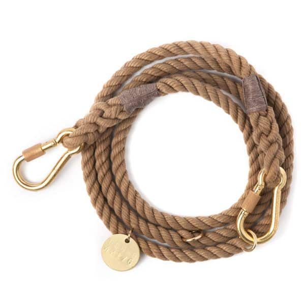 FOUND Natural Rope Leash - Adjustable Brass