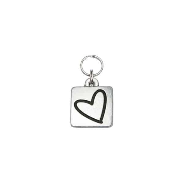 Square Dog ID Tag with Heart 